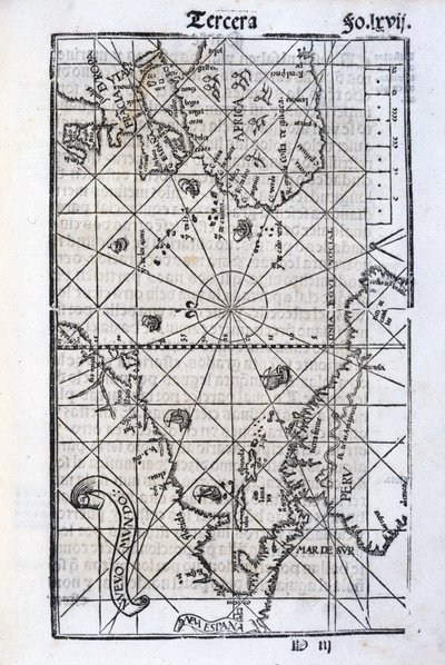 ヨーロッパ・アフリカ・アメリカ大陸の地図 作： Unbekannt