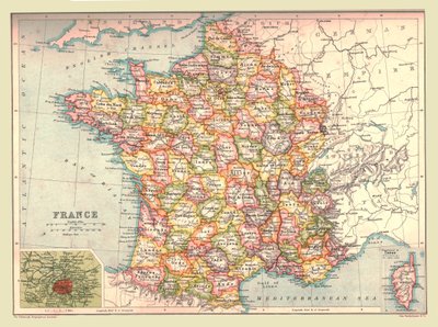 フランスの地図、1902年。 作： Unbekannt