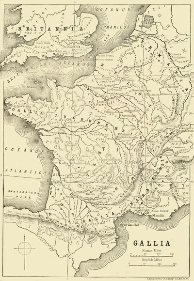 ガリアとイギリスの一部の地図、1890年。 作： Unbekannt