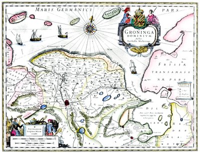 オランダ、フローニンゲンの地図、17世紀 作： Unbekannt