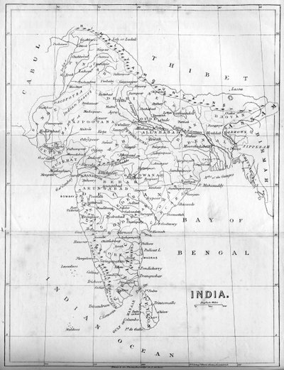 インドの地図、1847 作： Unbekannt