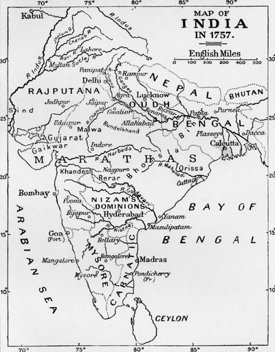 1757年、c1912年のインドの地図 作： Unbekannt