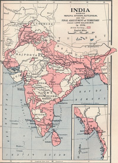 1856年1906年のインドの地図。 作： Unbekannt