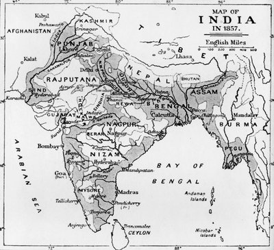 1857年のインドの地図、c1912 作： Unbekannt
