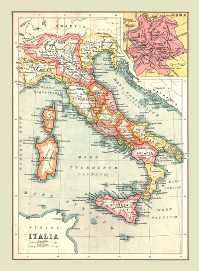 イタリアの地図、1902年。 作： Unbekannt