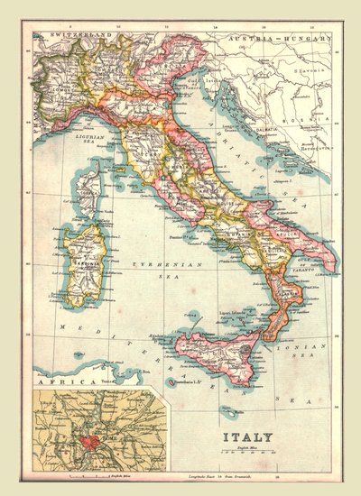 イタリアの地図、1902年。 作： Unbekannt