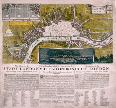 ロンドンの地図、1666 年 作： Unbekannt