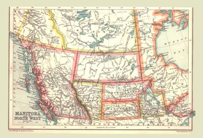 マニトバ州と北西部の地図、1902年。 作： Unbekannt