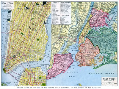 アメリカ、ニューヨーク市の地図、c1930s 作： Unbekannt
