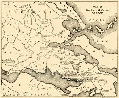 北ギリシャと中央ギリシャの地図、1890年。 作： Unbekannt