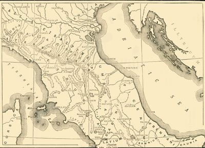 北イタリアと中央イタリアの地図、1890年。 作： Unbekannt