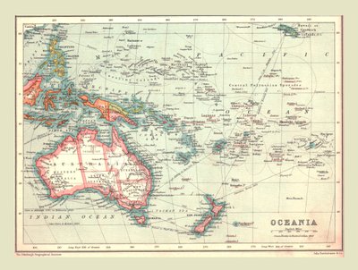 オセアニアの地図、1902年。 作： Unbekannt