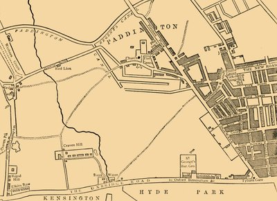 1815年のパディントンの地図、c1876。 作： Unbekannt