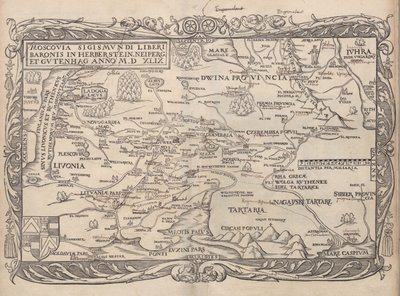 ロシアの地図：解説.. Moscoviticarum、1556 作： Unbekannt