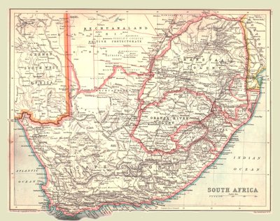 南アフリカの地図、1902年。 作： Unbekannt