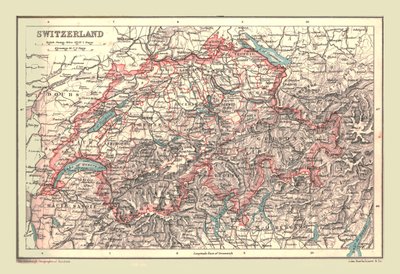 スイスの地図、1902年。 作： Unbekannt