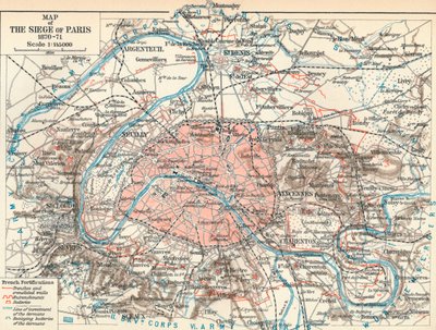 パリの包囲、1870年-71年、1907年の地図 作： Unbekannt
