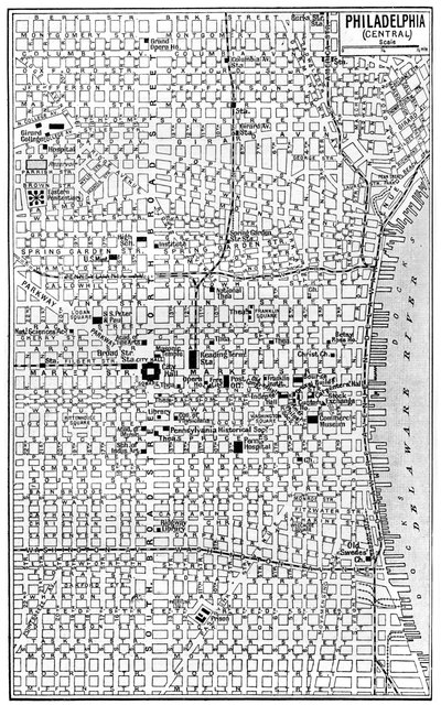 中央フィラデルフィアの地図、ペンシルベニア州、アメリカ、c1930s 作： Unbekannt