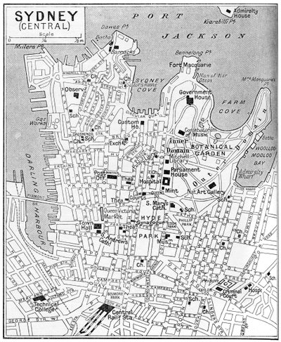 中央シドニー、ニューサウスウェールズ州、オーストラリア、c1924の地図 作： Unbekannt