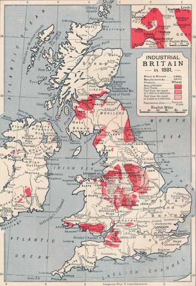 1881年の工業用イギリスの地図、1906年 作： Unbekannt