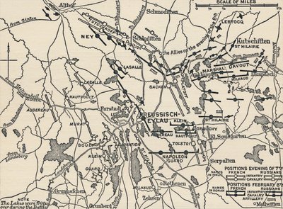 アイラウの戦いの地図、1807年、1896年 作： Unbekannt