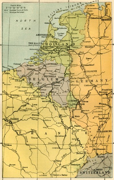 フォートとベルギーのフロンティアの地図、1919年。 作： Unbekannt