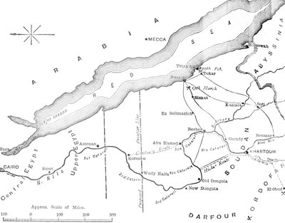 エジプトとスーダンの間の国の地図、c1881-85 作： Unbekannt