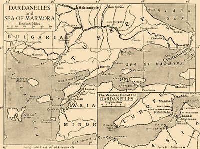 ダーダネルスとマルマラ海の地図、1914年、1920年。 作： Unbekannt