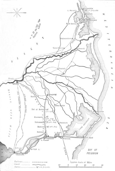 ナイル川のデルタの地図、エジプトのキャンペーンの戦略的ポイント、1882年、c1882-85 作： Unbekannt