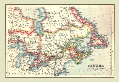 カナダの領土、東部州、1902年の地図。 作： Unbekannt