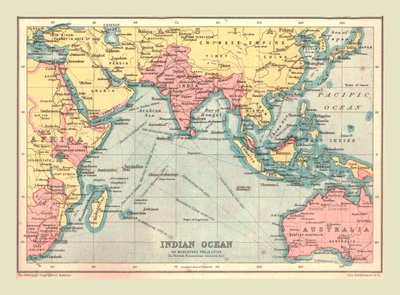 インド洋の地図、1902年。 作： Unbekannt