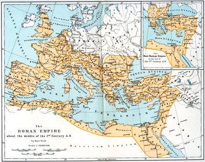 ローマ帝国の地図、紀元2世紀、1902年 作： Unbekannt