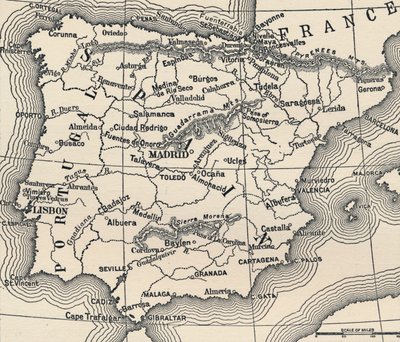 スペインキャンペーンの地図、c1807-1814、1896 作： Unbekannt