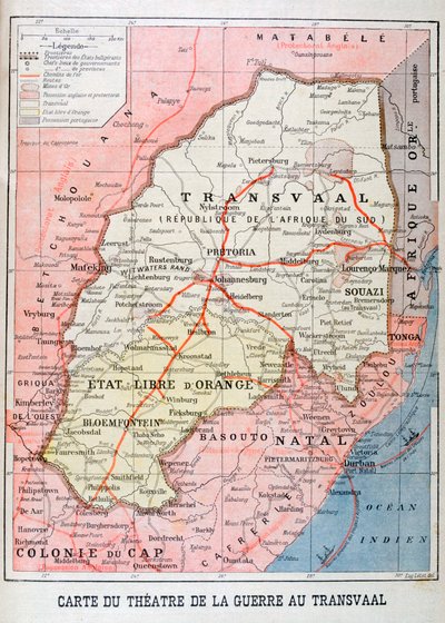 1899年のトランスバール戦争劇場の地図 作： Unbekannt