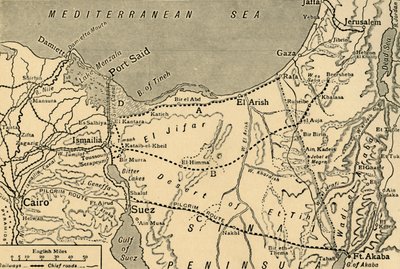 スエズ運河、エジプト、第一次世界大戦、1915、c1920に対するトルコの攻撃の地図。 作： Unbekannt