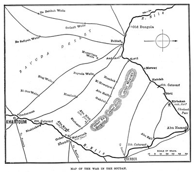 19世紀後半、1900年のスーダン戦争の地図 作： Unbekannt