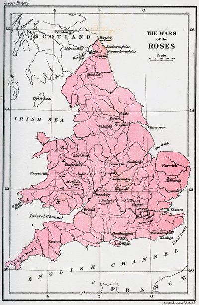 バラ戦争の地図、15世紀1893 作： Unbekannt