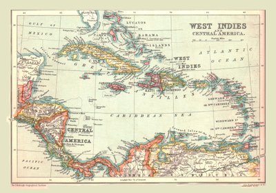 西インド諸島と中央アメリカの地図、1902年。 作： Unbekannt