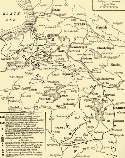 ロシアとトルコの国境の地図、第一次世界大戦、c1920。 作： Unbekannt