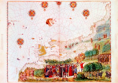 北アメリカ東海岸の地図、16 世紀初頭 作： Unbekannt