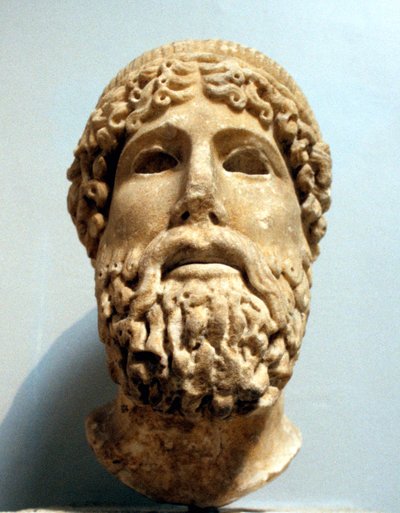 おそらく古代ギリシャの神ゼウス、おそらく紀元前1世紀の大理石の頭 作： Unbekannt