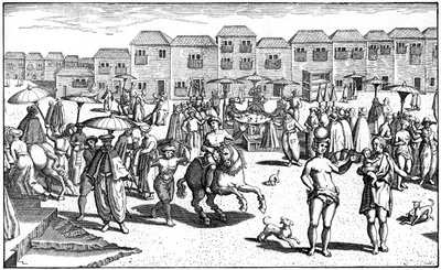 1599年、インドのゴアの市場 作： Unbekannt