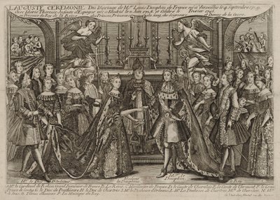 1745年のベルサイユでのルイ、フランスのドーフィンとマリーテレーズラファエル、スペインのインファンタの結婚、1745年 作： Unbekannt