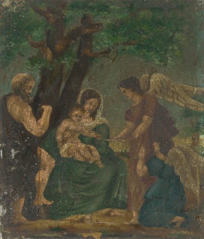 天使と洗礼者ヨハネの間の子供とマリア 作： Unbekannt