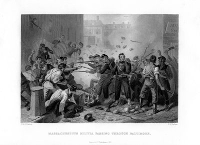 ボルチモアを通過するマサチューセッツ民兵、1861 1862-1867 作： Unbekannt