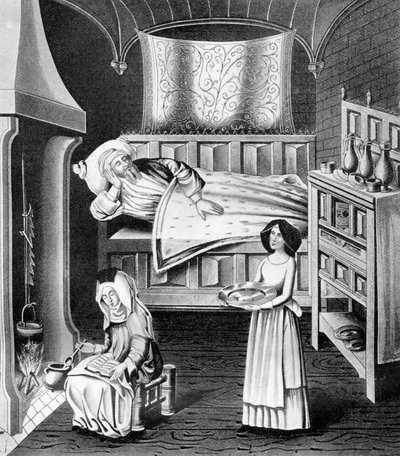 病室での婦人と召使い、c1470、1910 作： Unbekannt