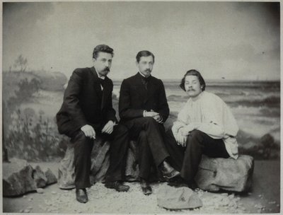 Maxim Gorky、Ivan BuninおよびNikolai Teleshov、1900 作： Unbekannt