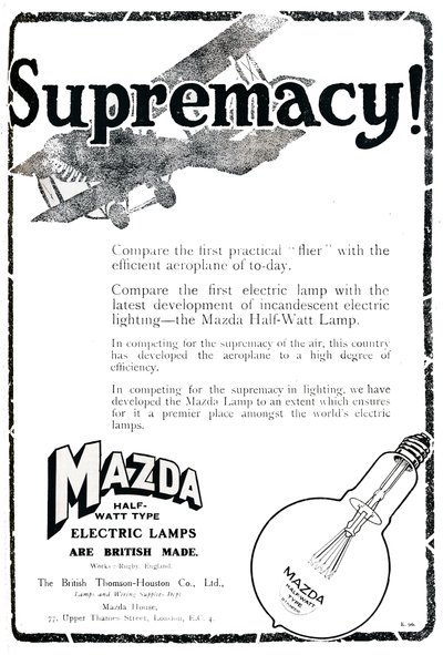 マツダハーフワット型電気ランプ広告、1919 作： Unbekannt