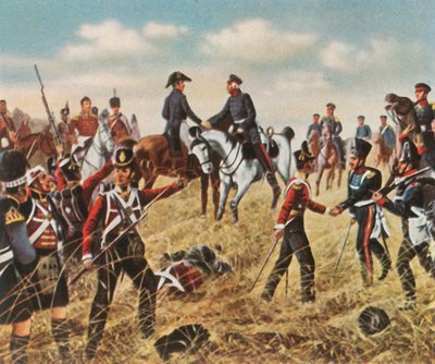 1815年6月18日、1936年、ウォータールーでウェリントンとブリューチャーの会合。 作： Unbekannt
