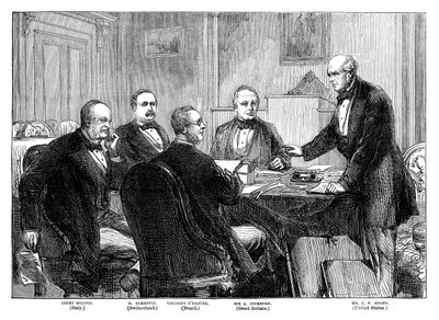 1871年のジュネーブでの19世紀後半のアラバマ州の主張に関する仲裁人会議 作： Unbekannt